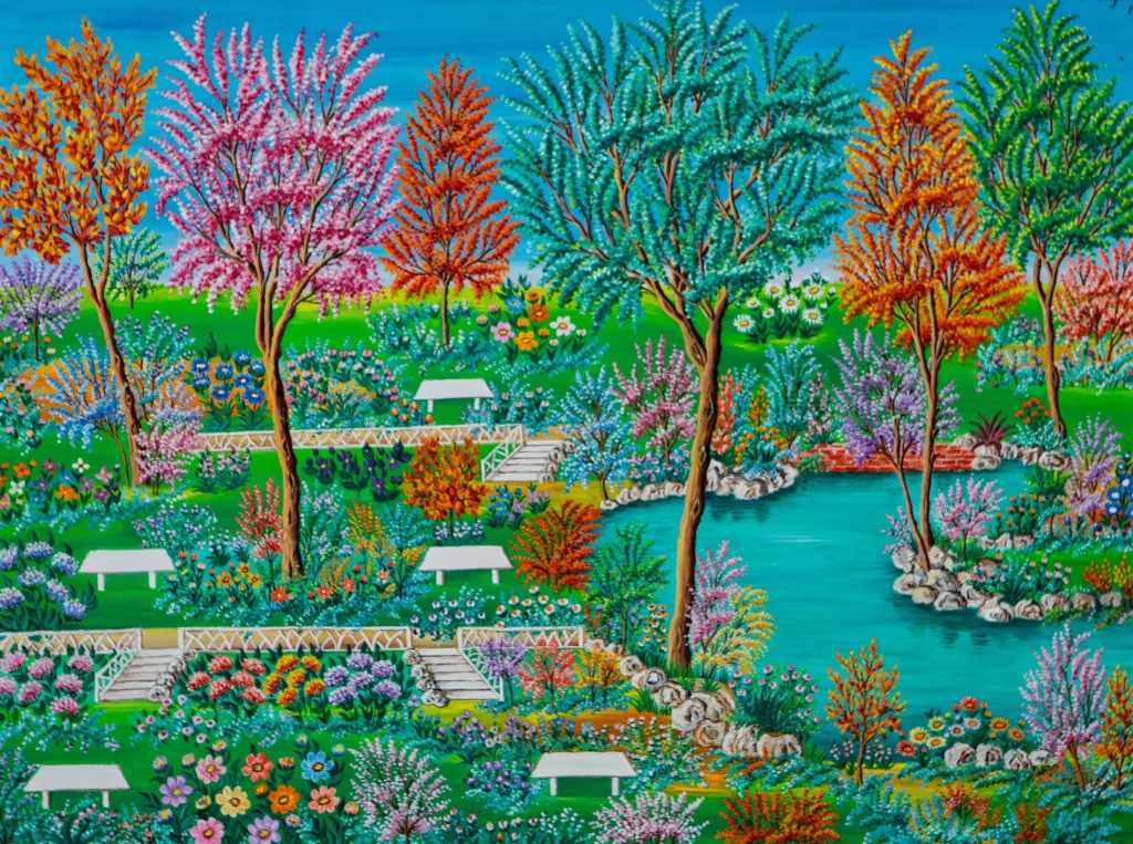 "Laghetto nel giardino pubblico", 1977 - olio su tela - cm 60x80