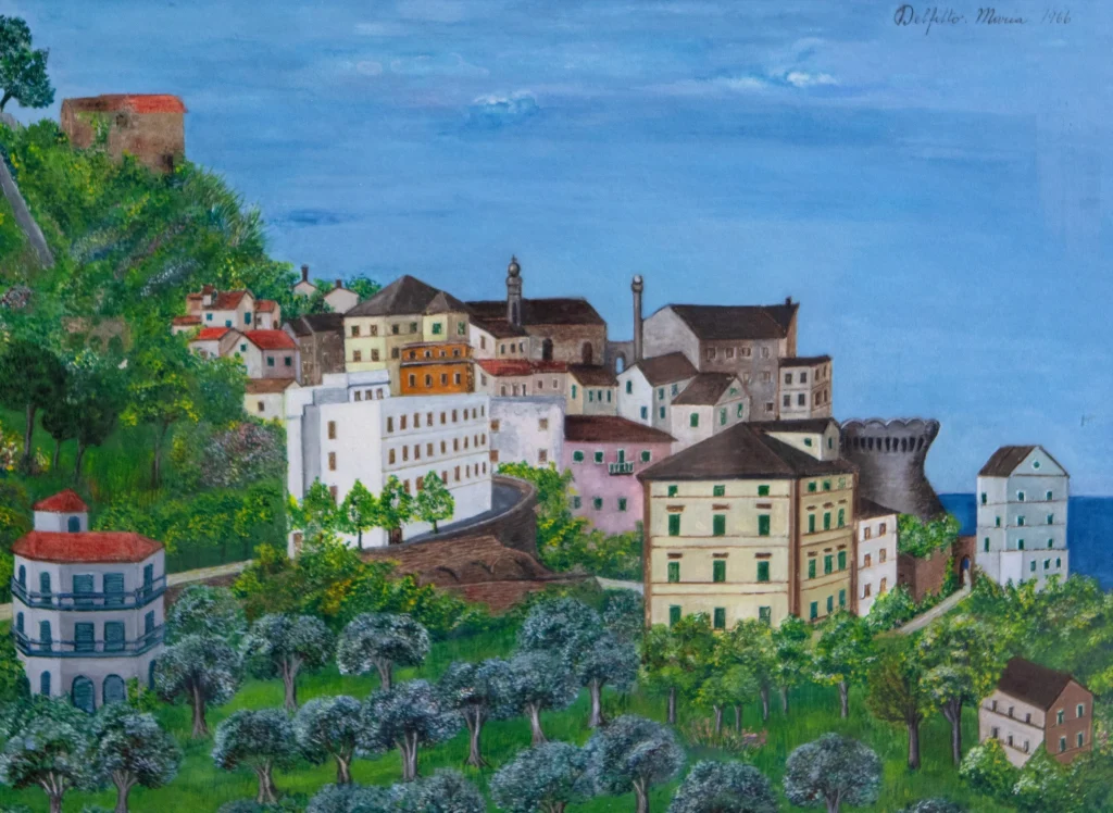 "Paese alto di Grottammare", 1966 - acquerello su carta - cm 30x40