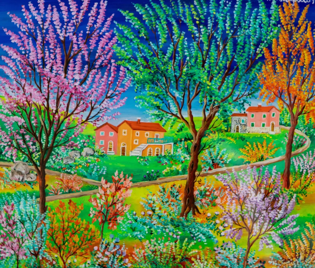 Senza titolo, 1977 - olio "a rovescio" su vetro - cm 25x30