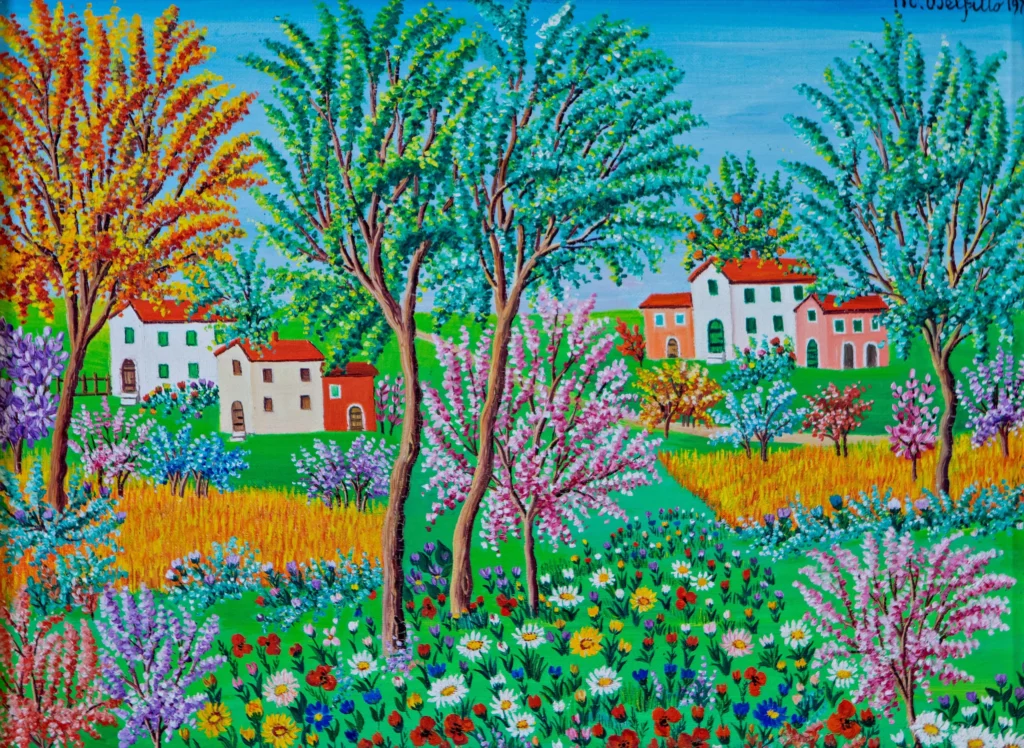 "Campagna fiorita", 1978 - olio su tela - cm 30x40