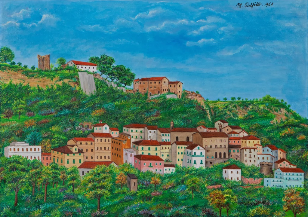 "Paese alto di Grottammare", 1966 - olio su tela - cm 50x70