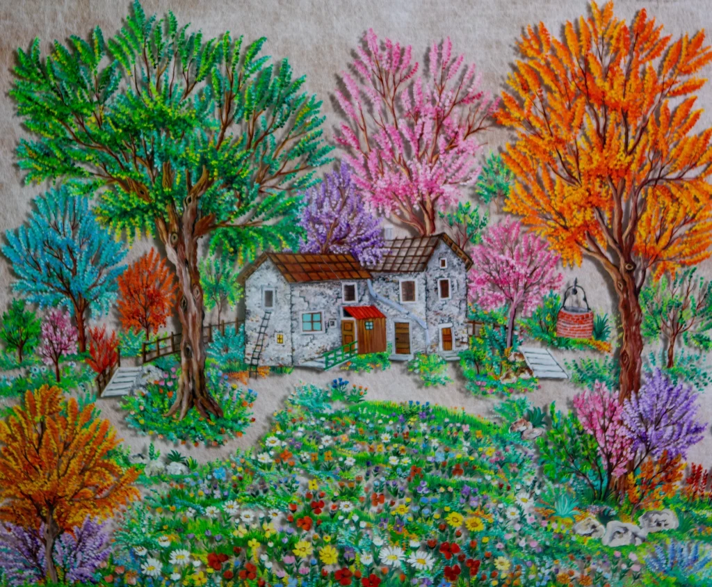 Senza titolo, non finito, 1979 - olio "a rovescio" su vetro - cm 50x60