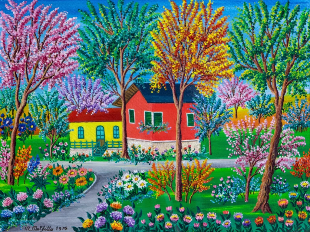 "Case sulla collina", 1976 - olio su tela - cm 30x40