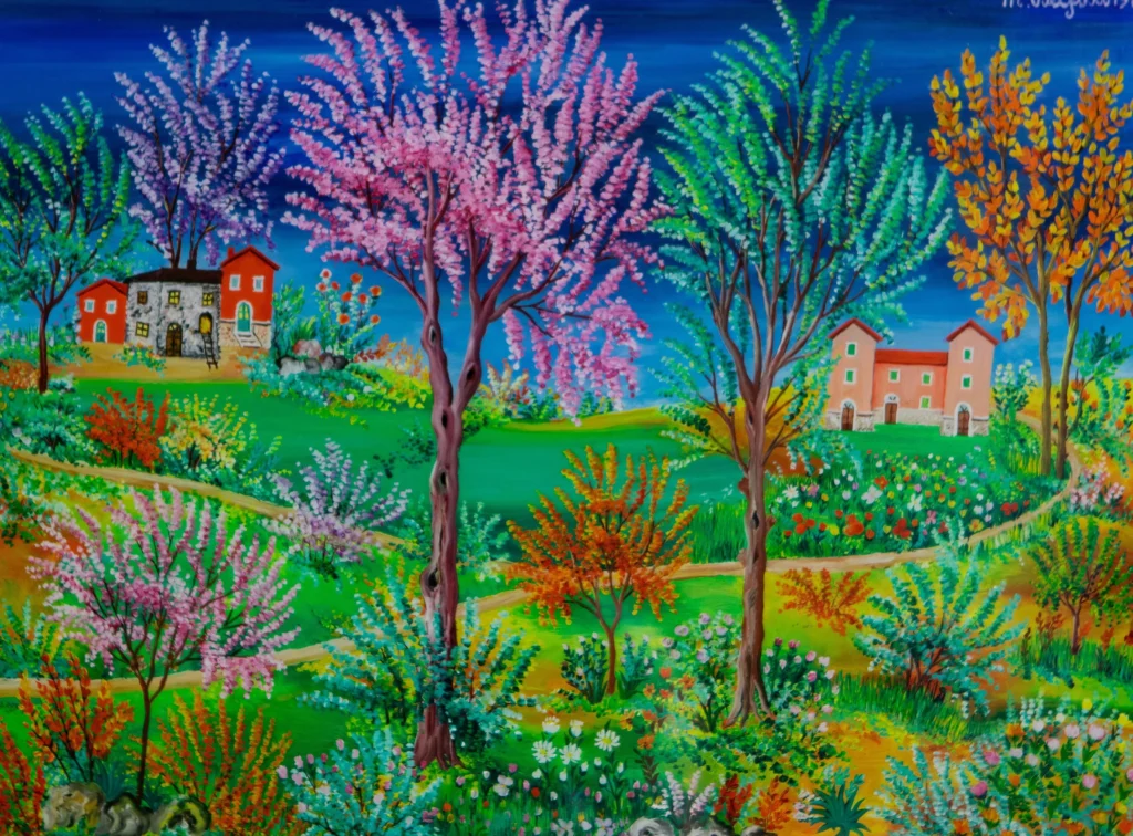 Senza tiolo, 1977 - olio "a rovescio" su vetro - cm 30x40