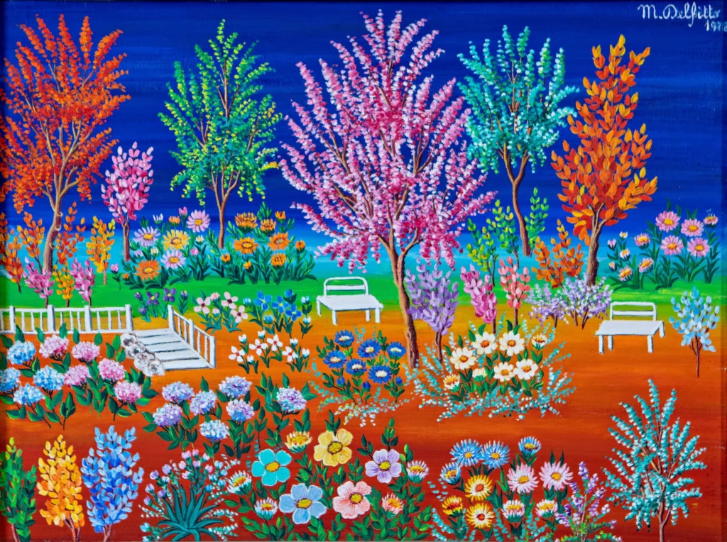 "Giardino fiorito", 1978 - olio su tela - cm 30x40