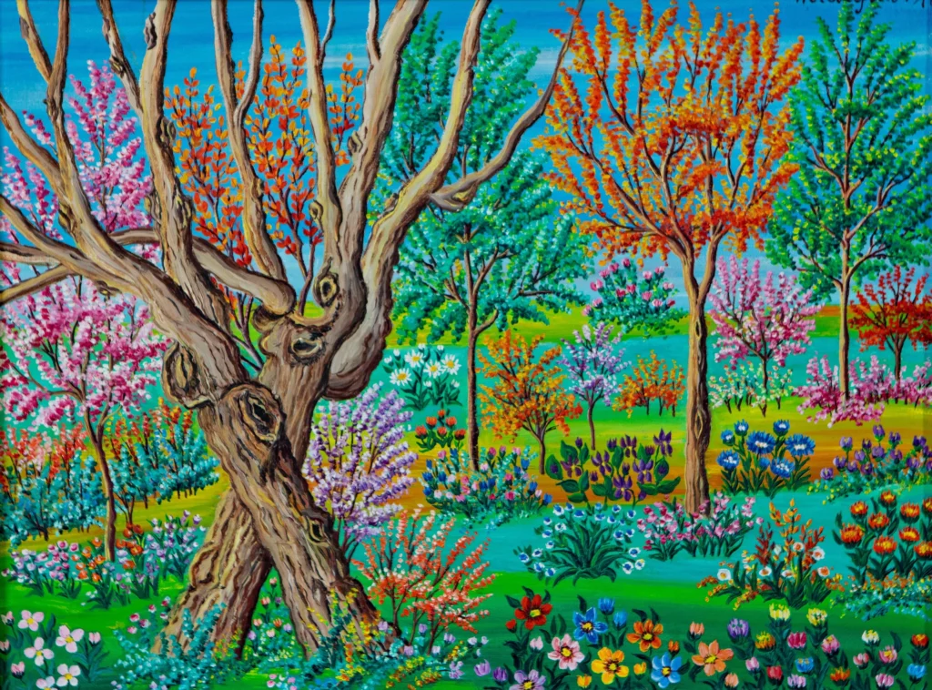 "Campagna fiorita", 1977 - olio su tela - cm 30x40