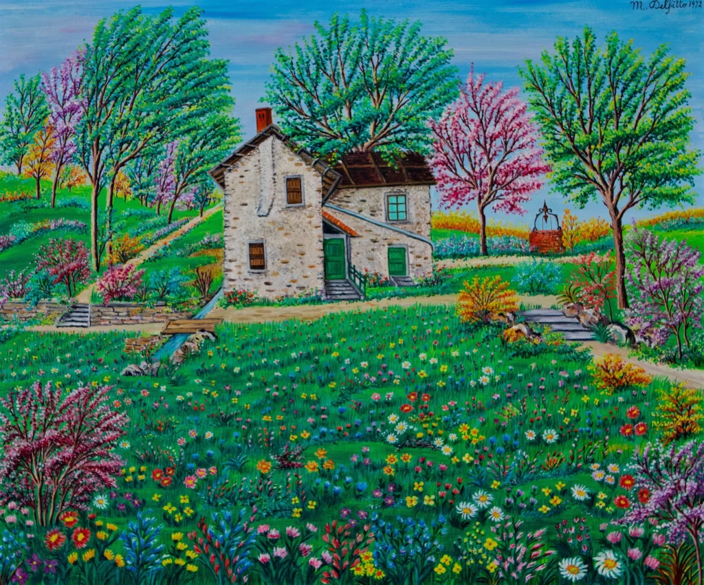 "Casa rustica tra i fiori", 1972 - olio su tela - cm 50x60