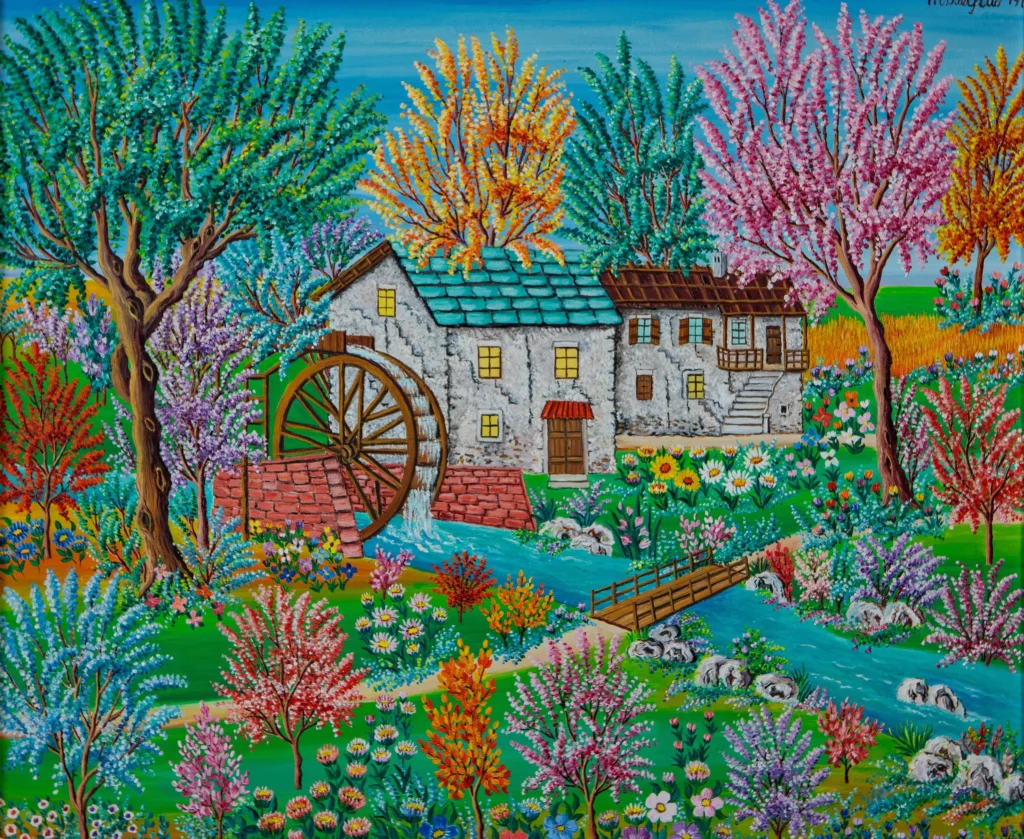 "Mulino con la ruota ad acqua", 1979 - olio su tela - cm 50x60