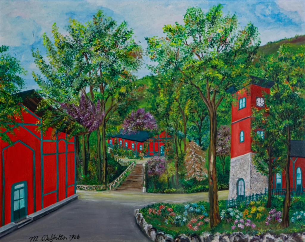 "Paesaggio ligure con torre", 1966 - olio su tela