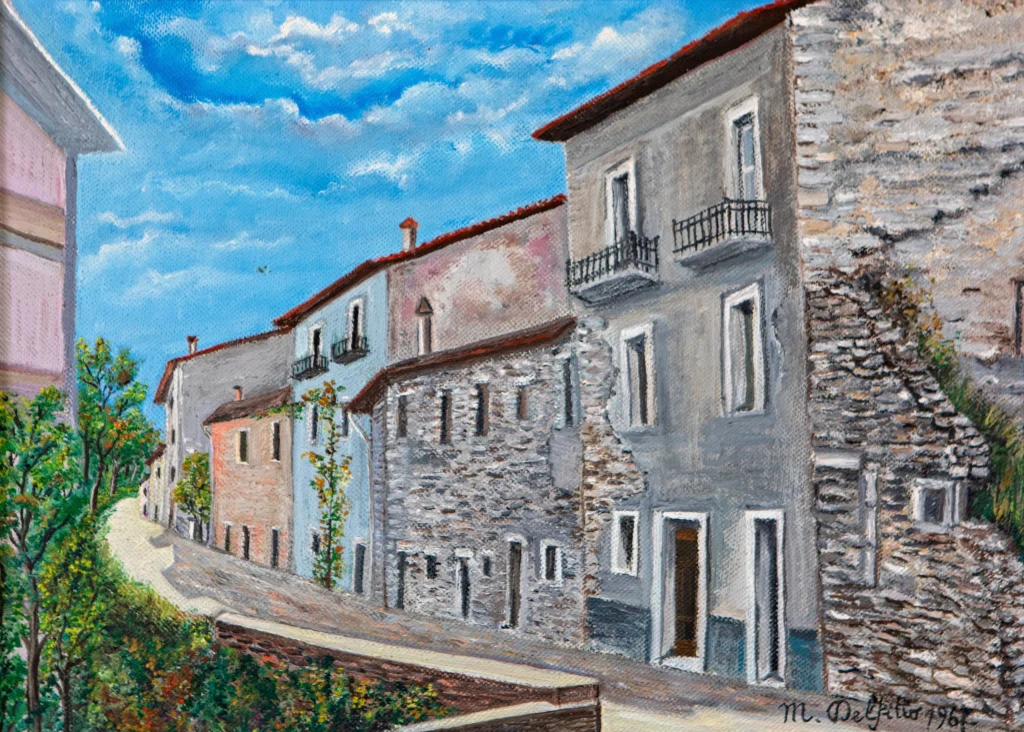 "Via antica di Roccaraso", 1967 - olio su tela - cm 25x35